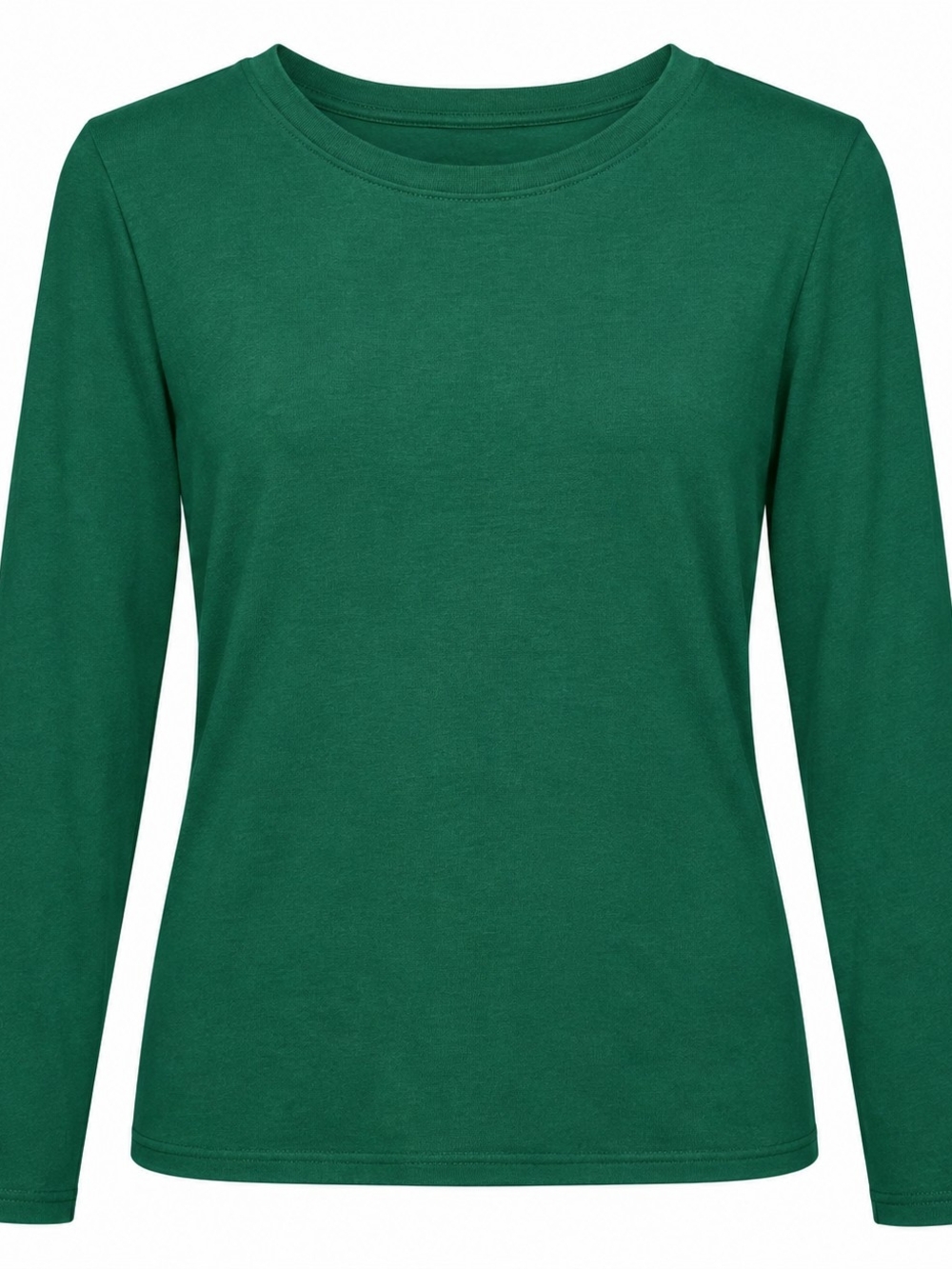 Women's Long-Sleeve Crew Neck Tee in Emerald Green